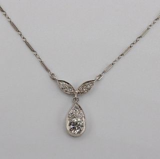 14K White Gold & Diamond Necklace