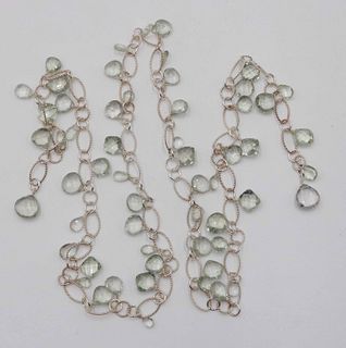 Sterling Silver Green Quartz Lariat Necklace