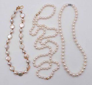 Contemporary Coin & Cultured Round Pearl Necklace