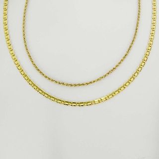 Two (2) Vintage Delicate 14 Karat Yellow Gold Necklaces.