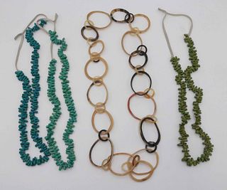 Three Faux Turquoise Necklaces
