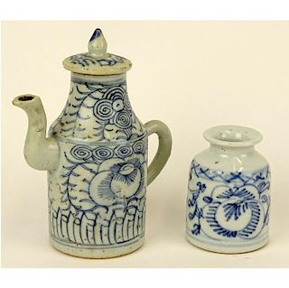 Lot of 2 19th C Chinese Blue and White Items.