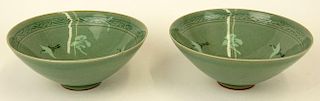 Pair of Modern Korean Celadon Bowls.