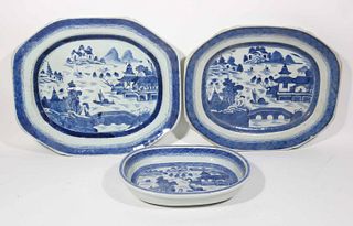Two Chinese Export Platters and Vegetable Bowl
