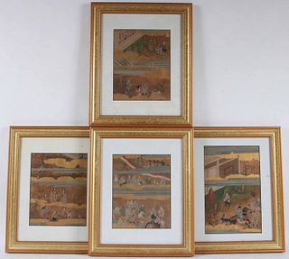 Four Japanese Gilt-Decorated Paintings of Figures