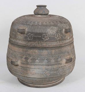 Chinese Earthenware Covered Pot