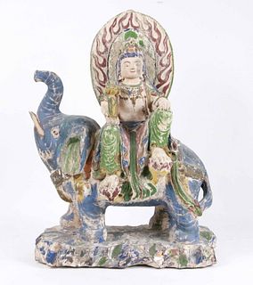 Southeast Asian Painted Carved Wood Deity