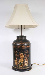 Chinese Chinoiserie Decorated Tole Tea Cannister