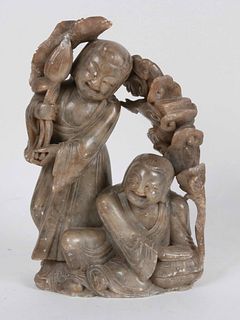 Chinese Carved Gray Hardstone Figural Group