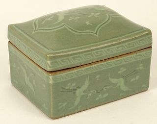 20th C Korean Celadon Trinket Box.