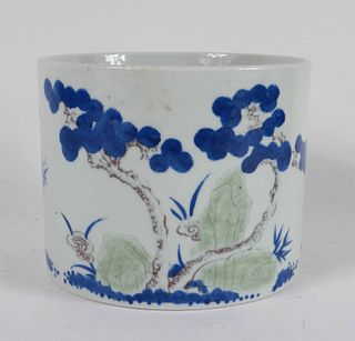 Chinese Floral-and-Tree Decorated Pot