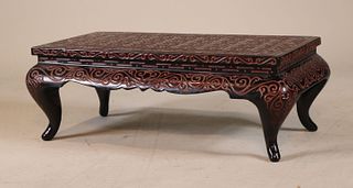 Chinese Incised Black Lacquer Diminutive Table