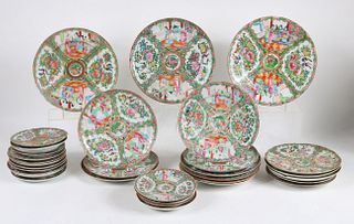 Group of Chinese Rose Medallion Porcelain Plates