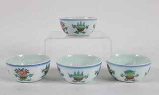 Set of Four Chinese Porcelain Tea Cups