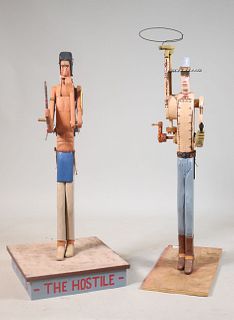 Two Carved & Painted Articulated Folk Sculptures