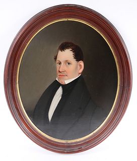 Oil on Canvas, Oval Portrait of a Gentleman