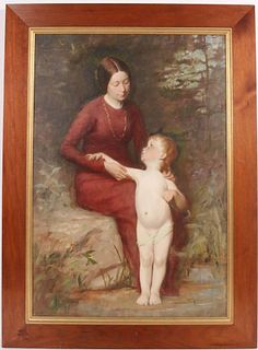 Oil on Canvas, Woman and Child, Henry O. Walker