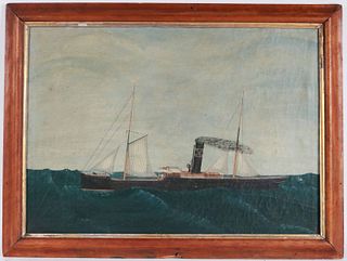 Oil on Canvas, Portrait of Sailing Steamship