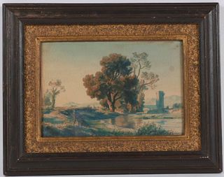 Watercolor on Paper, Trees on River, 18th/19th C.