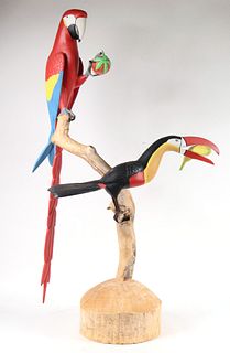 Leroy Ortega, Carved and Painted Parrot
