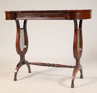 Regency Inlaid Mahogany Lyre End Game Table