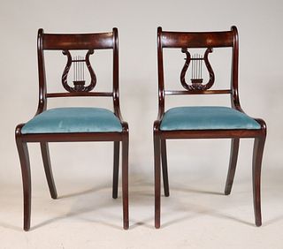 Pair of Classical Mahogany Lyre-Back Chairs