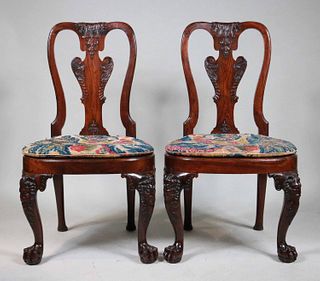 Pair George II Anglo-Chinese Huang Huali Chairs