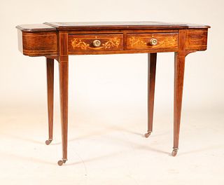 Edwardian Inlaid Leather-Inset Gentleman's Desk