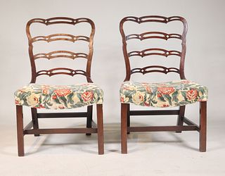 Pair of George III Mahogany Saddle Seat Chairs