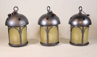 Three Steel and Glass Hall Lanterns