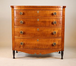 Federal Figured Maple Bowfront Chest