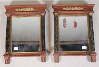 Pair of Empire Bronze-Mounted Mahogany Mirrors