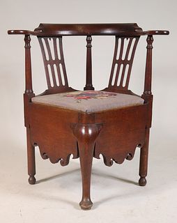 Chippendale Style Oak Corner Potty Chair