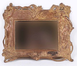 Art Nouveau Style Gilt-Metal Frame with Mirror