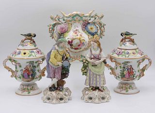 Pair of Meissen Augustus Rex Porcelain Urns