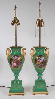 Pair of Sevres Style Porcelain Table Lamps