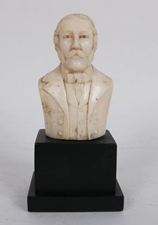 Carved Scrimshaw Bust of a Gentleman