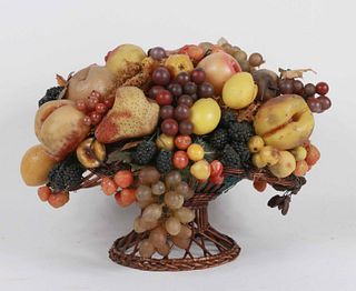 Large Wax Fruit Arrangement in Basket