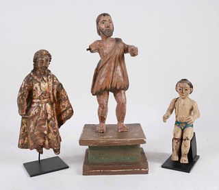 Three Carved and Painted Santos Figures