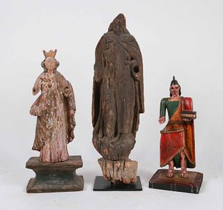 Three Carved and Painted Santos Figures