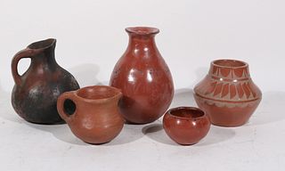 Five Southwestern Redware Pottery Vessels