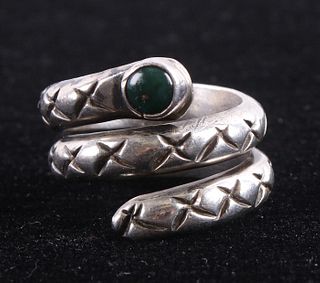 Navajo Jade Sterling Silver Snake Ring