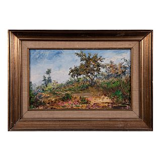 FIRMA SIN IDENTIFICAR Paisaje con arbustos Óleo sobre tela Enmarcado 30 x 50 cm