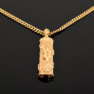14K Gold Mezuzah Pendant & Chain Necklace