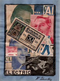 K. Schwitters, attrib, 3 Collages signed LR, German