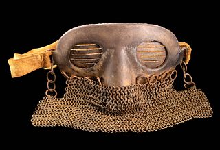 Western European WWI Leather & Iron Splatter Mask