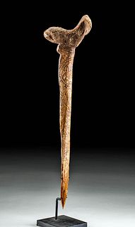Huge 20th C. Papua New Guinea Cassowary Bone Dagger
