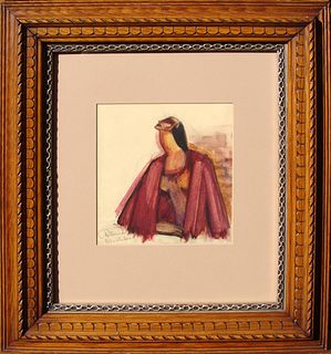  Mancuso, Art Deco Watercolor Portrait of Woman, Fantastic Frame