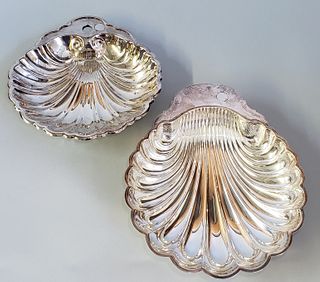 Two Silver Plated Scallop Shell Formed Dishes