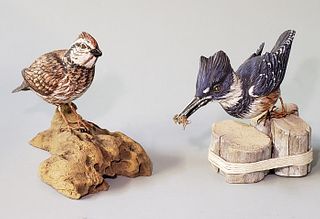 Two Robert Wells Hand Carved and Painted Shorebird Decoys
